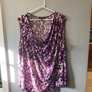 Aura Purple, White & Pink Printed Cowl Neck Camisole
